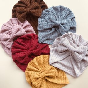 2022 Spring Summer Baby Hat Turban Cute Bows Knitted Baby Girl Hats Beanie Newborn Soft Cotton Solid Color Infant Kids Winter