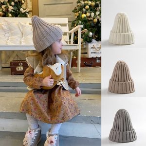 Autumn Winter Crochet Baby Hat Solid Color Girls Boys Cap Warm Knitted Kids Beanie Infant Children Hats
