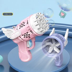 23 Holes Angel Bubble Gun Rocket Bubbles Machine Gun Shape Automatic Blower with Bubble Liquid Toy for Kid Bubble Machine Gift