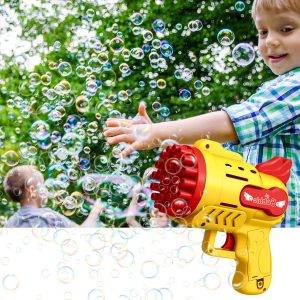 Bubble Gun Kids Toys Electric Automatic Soap Rocket Bubbles Machine Outdoor Wedding Party Toy LED Light Children Birthday Gifts