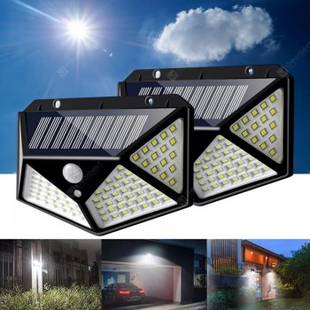 100 LED Solar Powered 600lm PIR Motion Sensor Wall Light Outdoor Garden Lamp 3 Modes