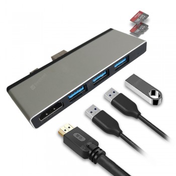 SP02 Aluminum Alloy 6-in-1 Hub Docking Station Converter for Surface Pro 5 / 6 with USB3.0 TF HDMI Interface