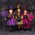 2022 Disguise Witch Costume for Girls Halloween Tutu Knee Dress with Hat Broom Pantyhose Kids Carnival Cosplay Party Outfit Set
