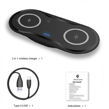2 in 1 20W Dual Seat Qi Wireless Charger for Samsung S20 S10 Double Fast Charging Pad for IPhone 12 11 Pro XS XR X 8 Airpods Pro