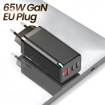 Baseus 65W GaN Charger Quick Charge 4.0 3.0 Type C PD USB Charger with QC 4.0 3.0 Portable Fast Charger For Xiaomi Laptop